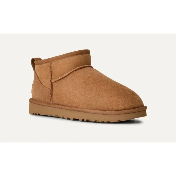 NEW UGG Classic Ultra Mini Boots Chestnut Shearling Size 5 - Women's - Picture 2 of 7